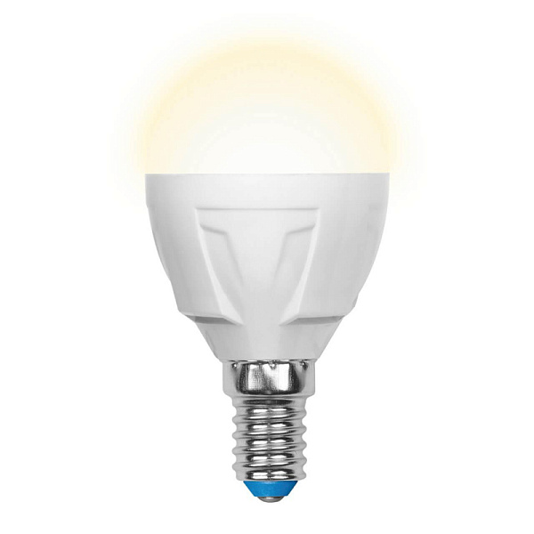 Изображение Лампа светодиодная (UL-00000694) Uniel E14 6W 3000K матовая LED-G45-6W/WW/E14/FR/DIM PLP01WH