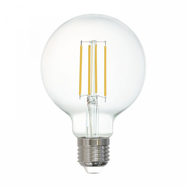 Изображение Лампа светодиодная филаментная диммируемая Eglo E27 6W 2700K шар прозрачный 12571
