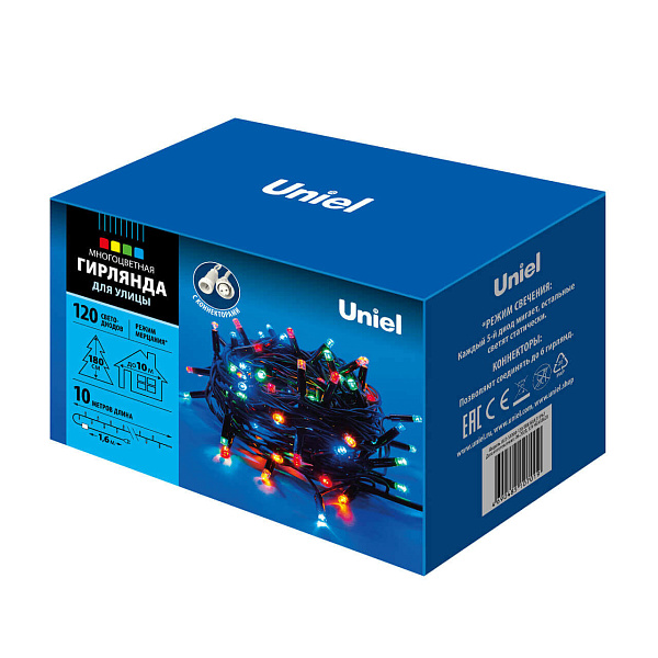 Изображение Уличная светодиодная гирлянда (UL-00003943) Uniel  разноцветный ULD-S1000-120/TBK Multi IP67