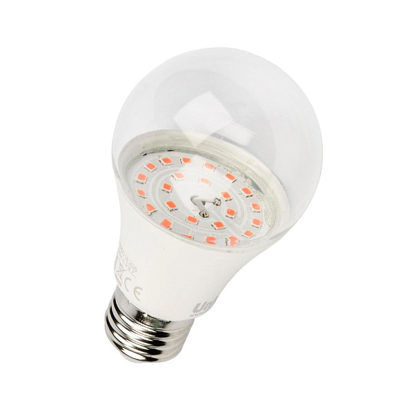 Изображение Лампа светодиодная для растений (09645) Uniel E27 9W прозрачная LED-A60-9W/SP/E27/CL ALM01WH