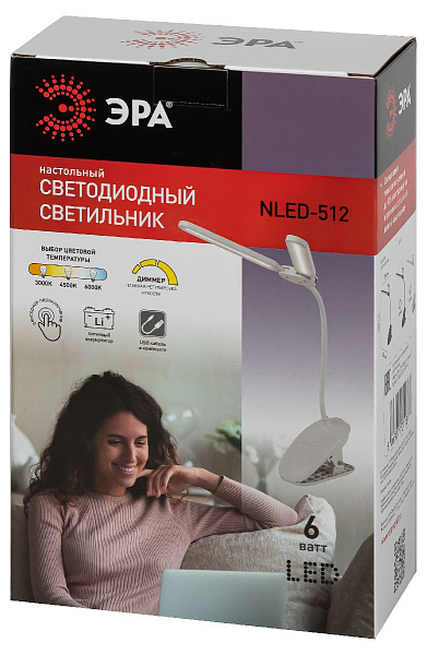 Изображение Настольная лампа Эра NLED-512-6W-W Б0057207