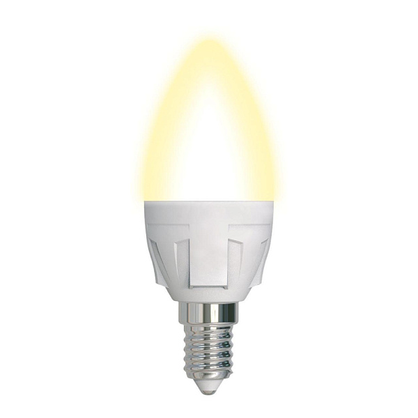 Изображение Лампа светодиодная диммируемая (UL-00004296) Uniel E14 7W 3000K матовая LED-C37 7W/3000K/E14/FR/DIM PLP01WH