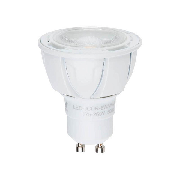 Изображение Лампа светодиодная диммируемая (UL-00003988) Uniel GU10 6W 4000K матовая LED-JCDR 6W/NW/GU10/FR/DIM PLP01WH