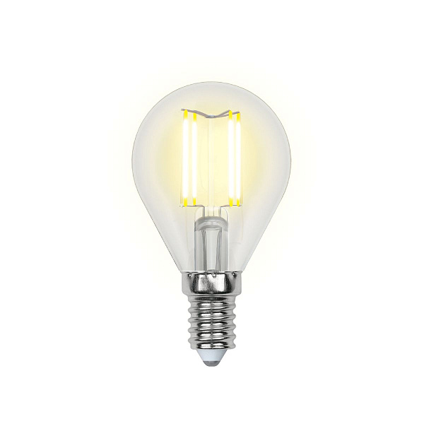 Изображение Лампа светодиодная (UL-00000197) Uniel E14 6W прозрачная LED-G45-6W/WW/E14/CL PLS02WH
