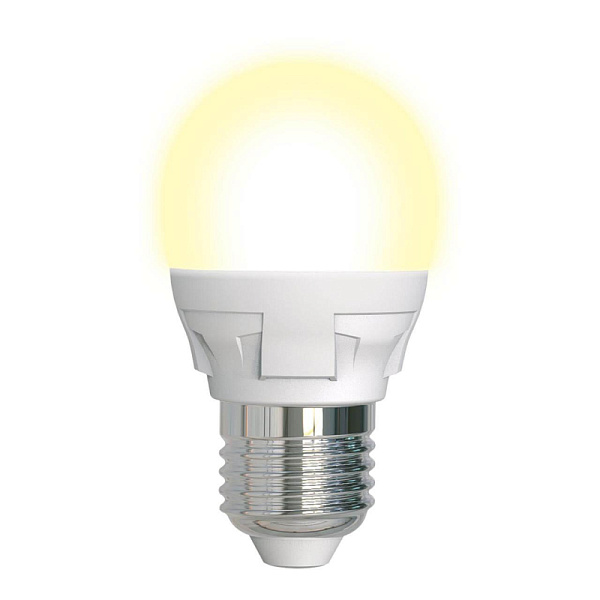 Изображение Лампа светодиодная диммируемая (UL-00004303) Uniel E27 7W 3000K матовая LED-G45 7W/3000K/E27/FR/DIM PLP01WH