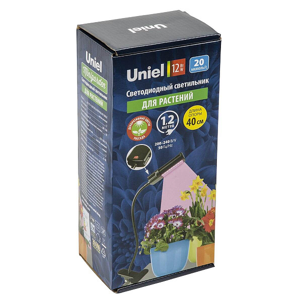 Изображение Светодиодный светильник для растений Uniel Minigarden ULT-P31-12W/SPLE/40 IP40 Black Single UL-00009250