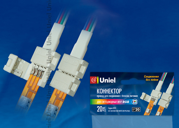 Изображение Коннектор для светодиодных лент Uniel UCX-SD4/B20-RGB WHITE 020 POLYBAG 06610