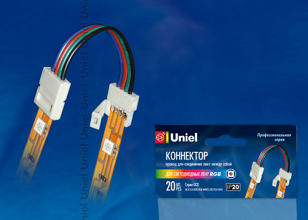 Изображение Коннектор для светодиодных лент Uniel UCX-SS4/B20-RGB WHITE 020 POLYBAG 06613