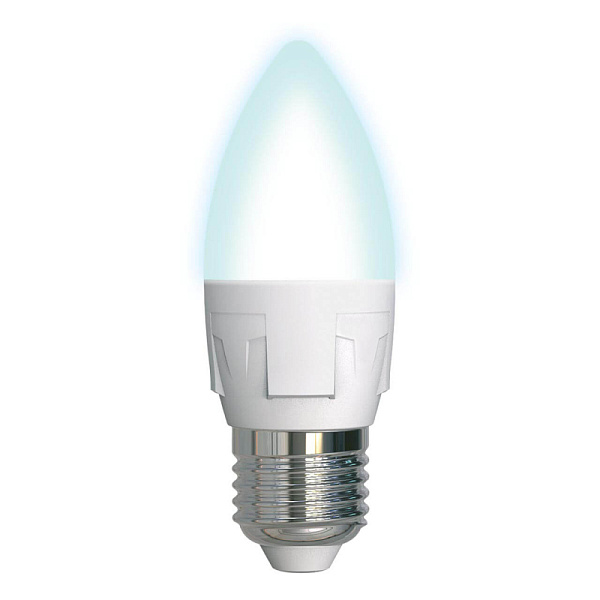 Изображение Лампа светодиодная диммируемая (UL-00004295) Uniel E27 7W 4000K матовая LED-C37 7W/4000K/E27/FR/DIM PLP01WH