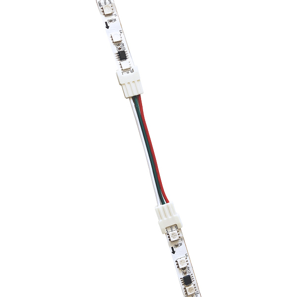 Изображение Комплект коннекторов Apeyron (2 клипсы с проводами) для адресной светодиодленты 12/24В RGB IP20 подложка 10мм 3pin 09-100