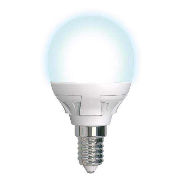 Изображение Лампа светодиодная диммируемая (UL-00004300) Uniel E14 7W 4000K матовая LED-G45 7W/4000K/E14/FR/DIM PLP01WH