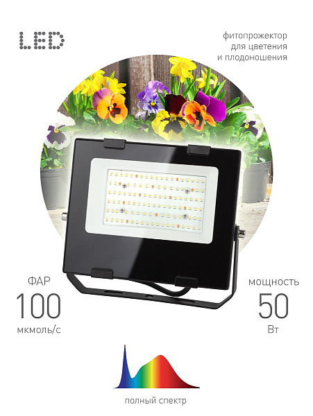 Изображение Фитопрожектор для растений ЭРА FITO-50W-Ra90-LED Б0047875