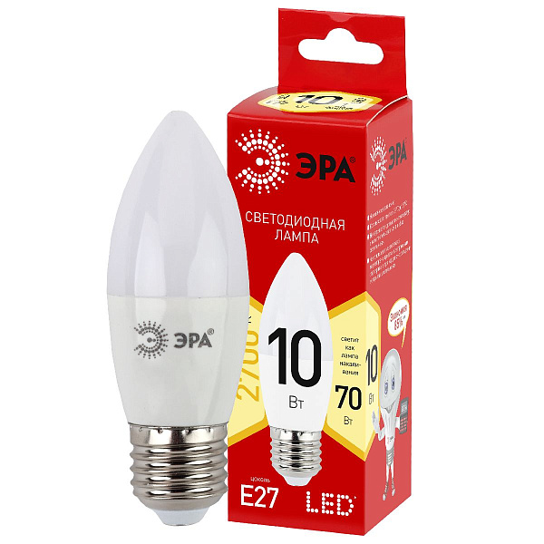 Изображение Лампа светодиодная Эра E27 10W 2700K LED B35-10W-827-E27 R Б0052377
