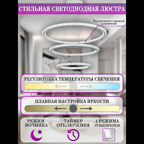 Изображение Подвесная люстра Natali Kovaltseva Andromeda I LED LAMPS 81283