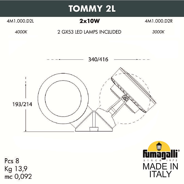 Изображение Фасадные светильники Fumagalli Tommy 4M1.000.000.LXD2L