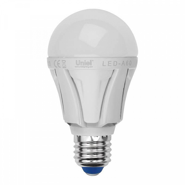 Изображение Лампа светодиодная (UL-00001522) Uniel E27 8W 3000K матовая LED-A60 8W/WW/E27/FR PLP01WH