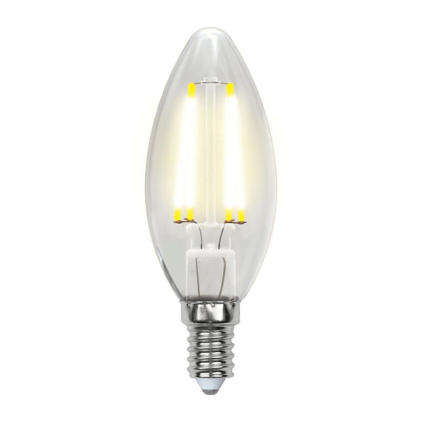 Изображение Лампа светодиодная филаментная (UL-00003245) Uniel E14 7,5W 3000K прозрачная LED-C35-7,5W/WW/E14/CL GLA01TR