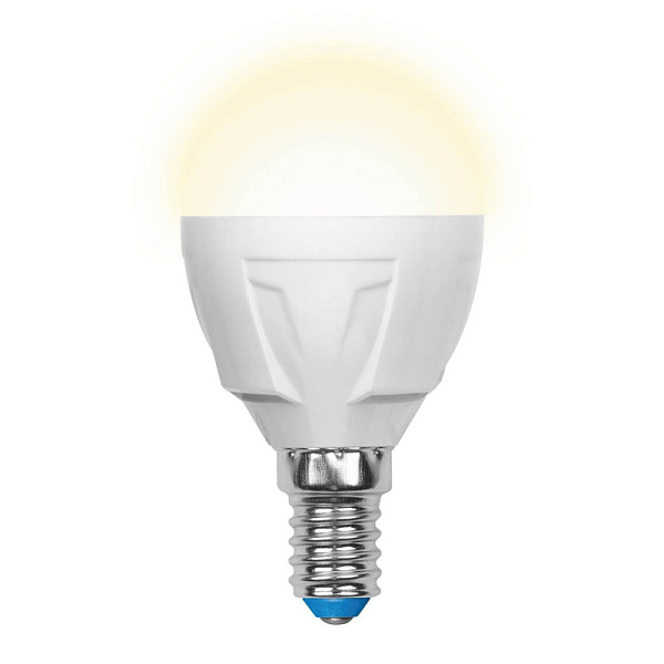 Изображение Лампа светодиодная (UL-00002419) Uniel E14 7W 3000K матовая LED-G45 7W/WW/E14/FR PLP01WH