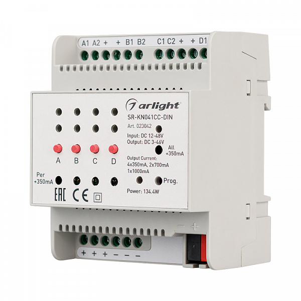 Изображение Контроллер тока Arlight SR-KN041CC-Din (12-48V, 4x350/700mA) 023042
