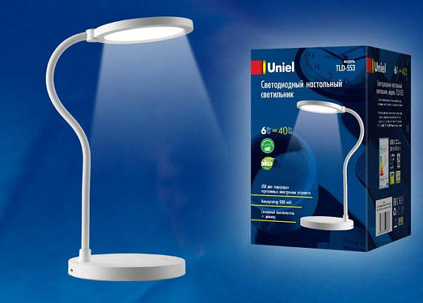 Изображение Настольная лампа (UL-00003337) Uniel TLD-552 White/LED/200Lm/4500K/Dimmer