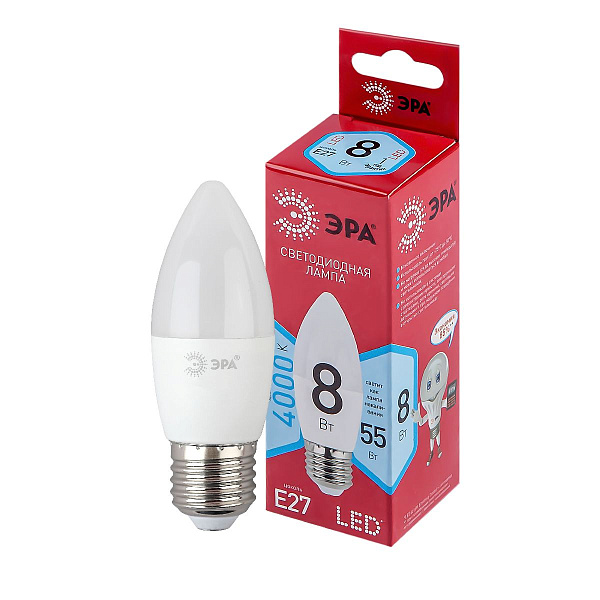 Изображение Лампа светодиодная Эра E27 8W 4000K LED B35-8W-840-E27 R Б0050695