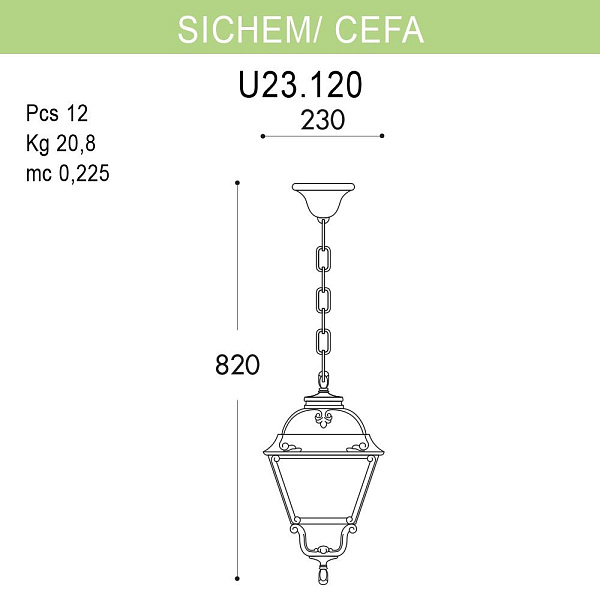 Изображение Уличный подвесной светильник Fumagalli Sichem/Cefa U23.120.000.BXF1R
