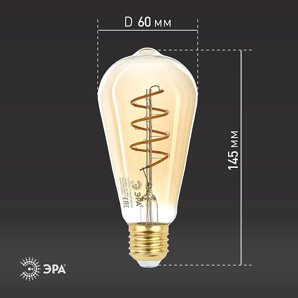 Изображение Лампа светодиодная Эра E27 7W 2400K F-LED ST64-7W-824-E27 spiral gold Б0047665