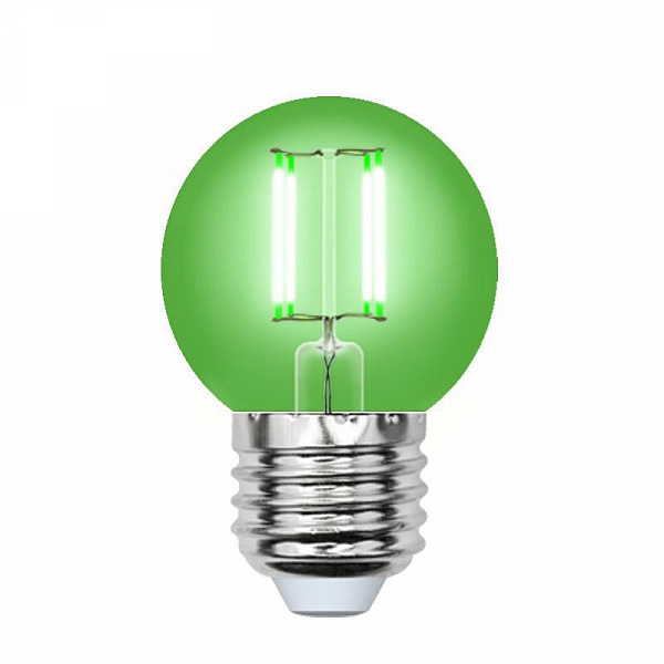 Изображение Лампа светодиодная филаментная (UL-00002988) Uniel E27 5W зеленый LED-G45-5W/GREEN/E27 GLA02GR