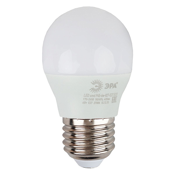 Изображение Лампа светодиодная Эра E27 8W 2700K LED P45-8W-827-E27 R Б0053028