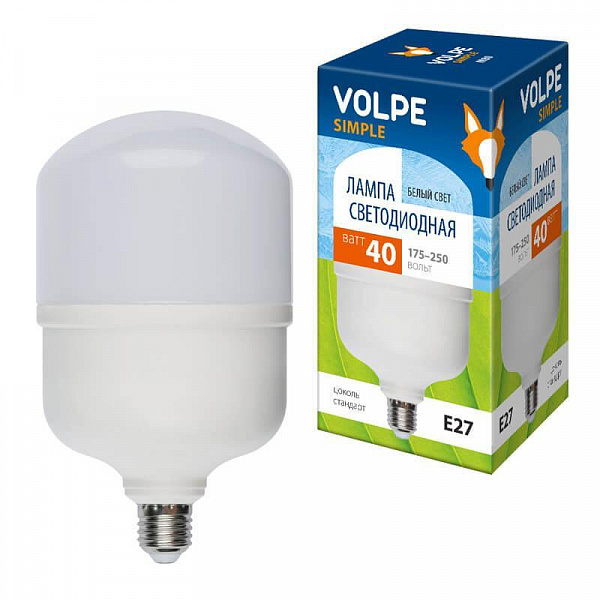 Изображение Лампа LED сверхмощная (UL-00002905) Volpe E27 40W (350W) 4000K LED-M80-40W/NW/E27/FR/S