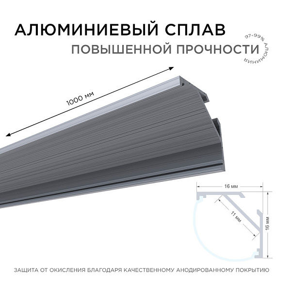 Изображение Комплект алюминиевого профиля с рассеивателем Apeyron 08-08-02