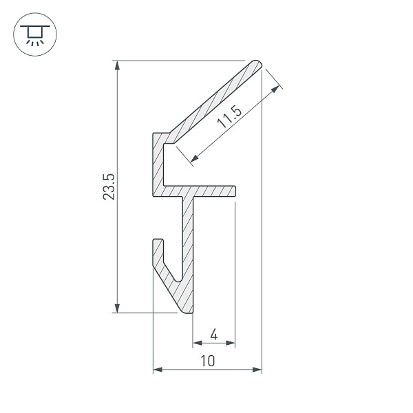 Изображение Монтажный профиль Arlight ALM-GLASS-6 ANOD 026697