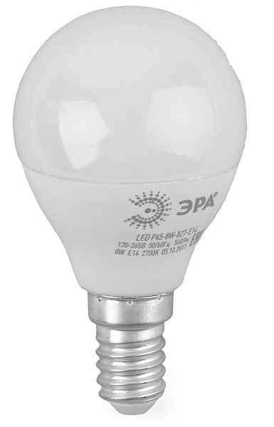 Изображение Лампа светодиодная Эра E14 8W 2700K LED P45-8W-827-E14 R Б0050697