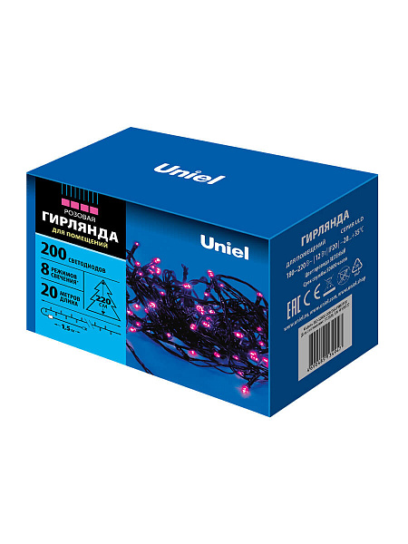 Изображение Светодиодная гирлянда Uniel (UL-00007310) розовый ULD-S2000-200/DGA Pink IP20