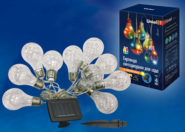 Изображение Гирлянда на солнечных батареях 400см разноцветная (UL-00003332) Uniel Лампочки USL-S-126/PT4000 Bulbs