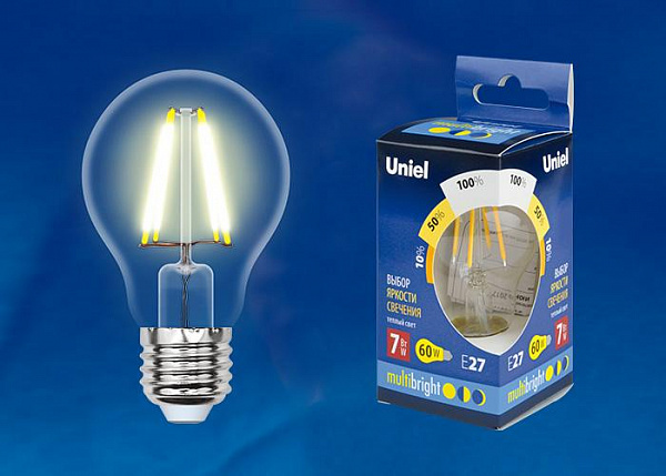 Изображение Лампа светодиодная филаментная Uniel E27 5W 3000K прозрачная LED-G45-5W/WW/E27/CL/MB GLM10TR