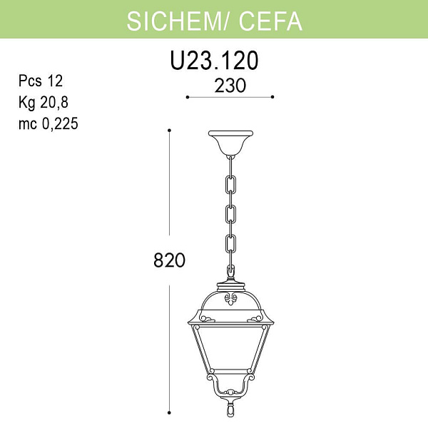 Изображение Уличный подвесной светильник Fumagalli Sichem/Cefa U23.120.000.WXF1R