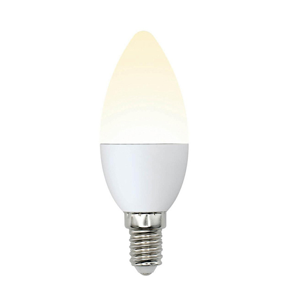 Изображение Лампа светодиодная (UL-00002373) Uniel E14 6W 3000K матовая LED-C37-6W/WW/E14/FR/MB PLM11WH
