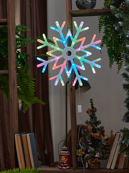 Изображение Подвесной светодиодный светильник «Снежинка» Uniel (UL-00007250) ULD-H4040-048/DTA RGB IP20 Snowflake