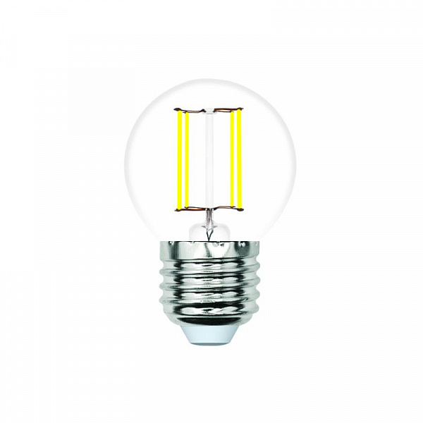 Изображение Лампа светодиодная филаментная Volpe E27 4W 4000K шар прозрачный LED-G45-4W/4000K/E27/CL/SLF UL-00008305