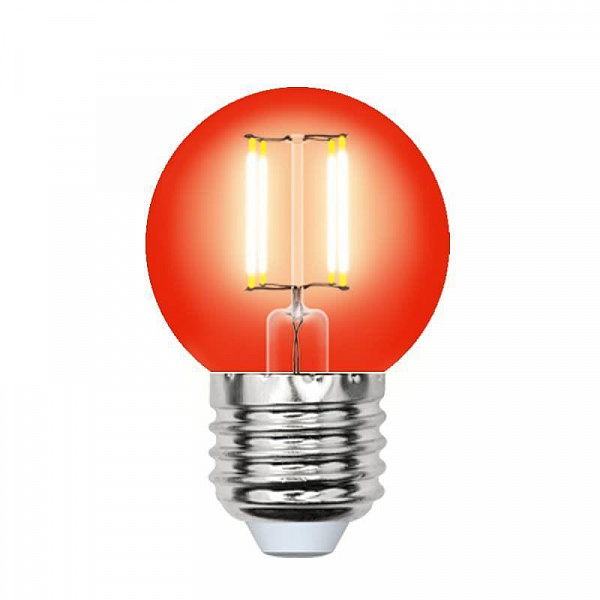 Изображение Лампа светодиодная филаментная (UL-00002986) Uniel E27 5W красный LED-G45-5W/RED/E27 GLA02RD