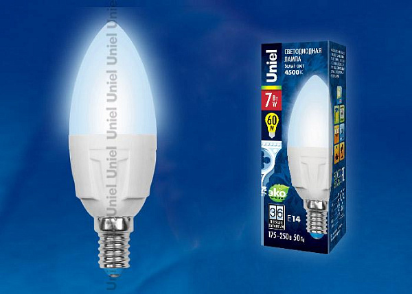 Изображение Лампа светодиодная (UL-00002005) Uniel E27 12W 6500K матовая LED-A60 12W/DW/E27/FR PLP01WH