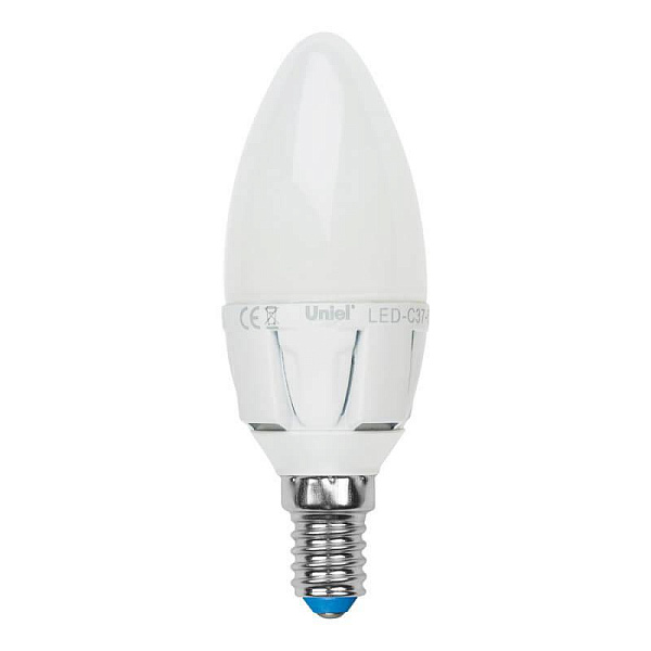 Изображение Лампа светодиодная (UL-00002411) Uniel E14 7W 4000K матовая LED-C37 7W/NW/E14/FR PLP01WH