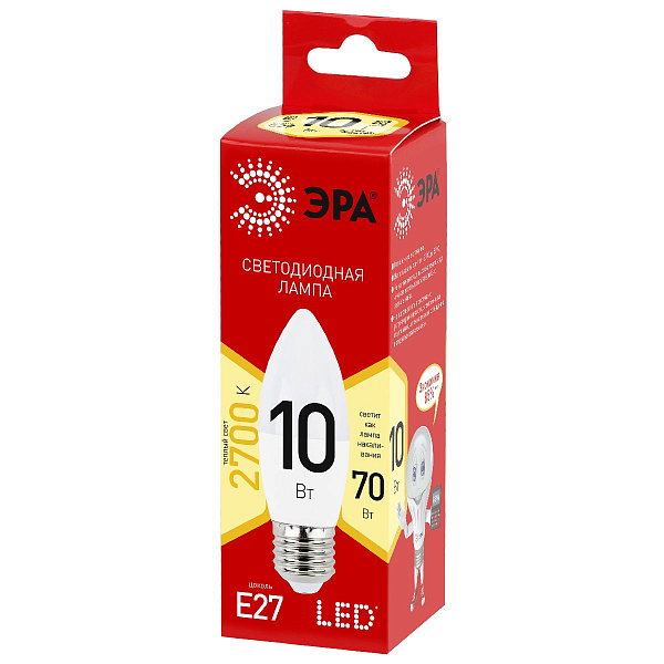 Изображение Лампа светодиодная Эра E27 10W 2700K LED B35-10W-827-E27 R Б0052377